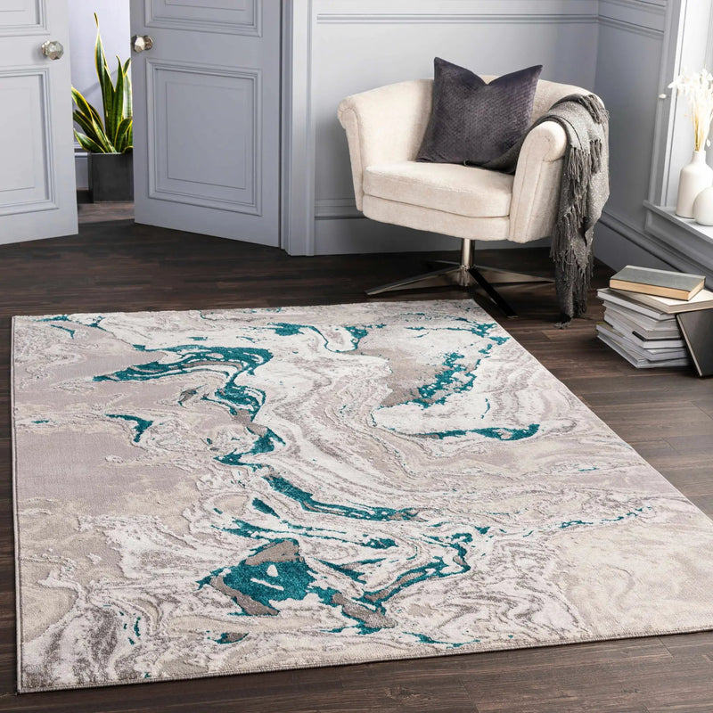Bonville Blue Marble Rug by Boutique Rugs
