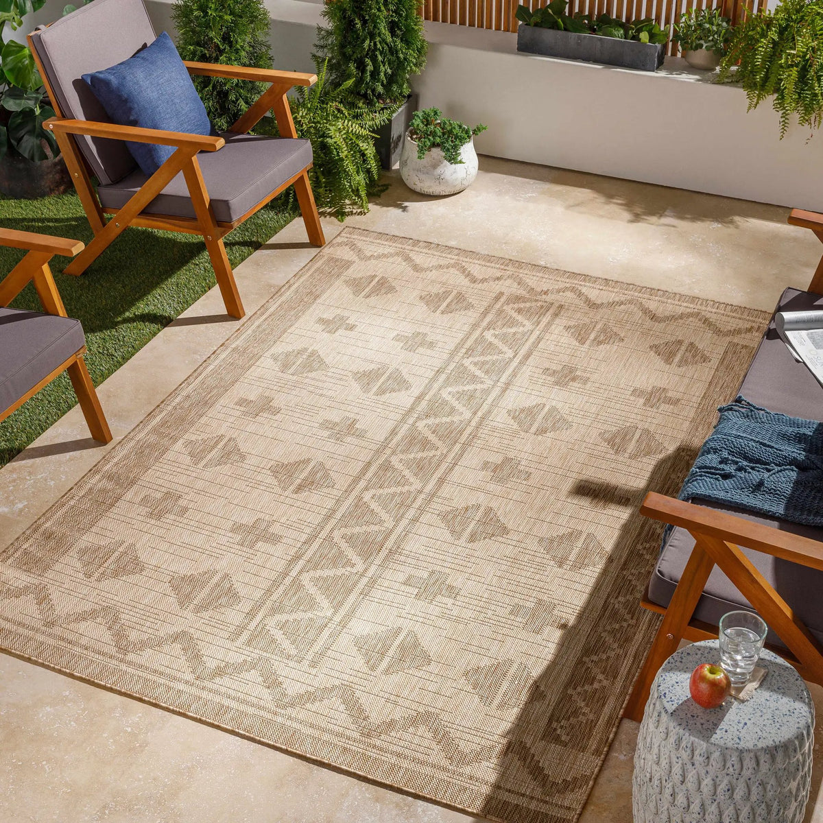 Mangoso Beige Outdoor Area Rug - Clearance, installed in a room