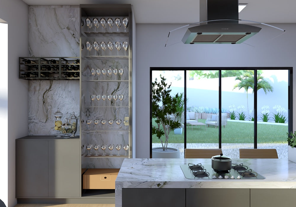 Bora Bora Polished Quartzite Slab Random room scene 2