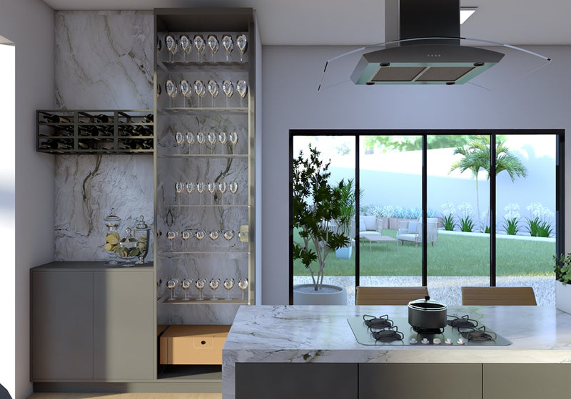 Bora Bora Polished Quartzite Slab Random room scene 2