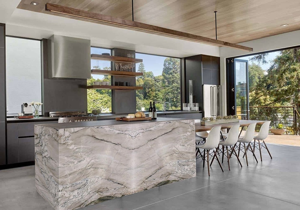 Bora Bora Polished Quartzite Slab Random room scene 3