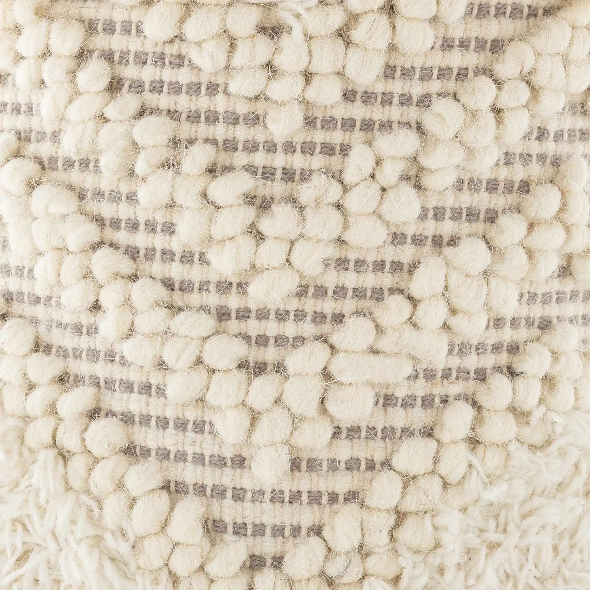 Bordon Ivory Textured Pom-Pom Stool - Clearance by Boutique Rugs