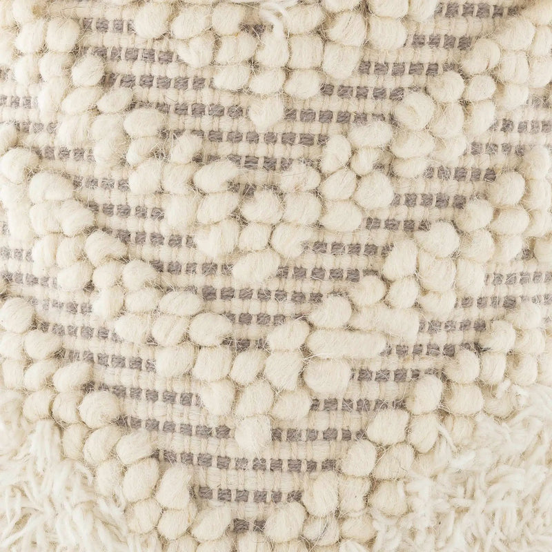 Bordon Ivory Textured Pom-Pom Stool - Clearance by Boutique Rugs