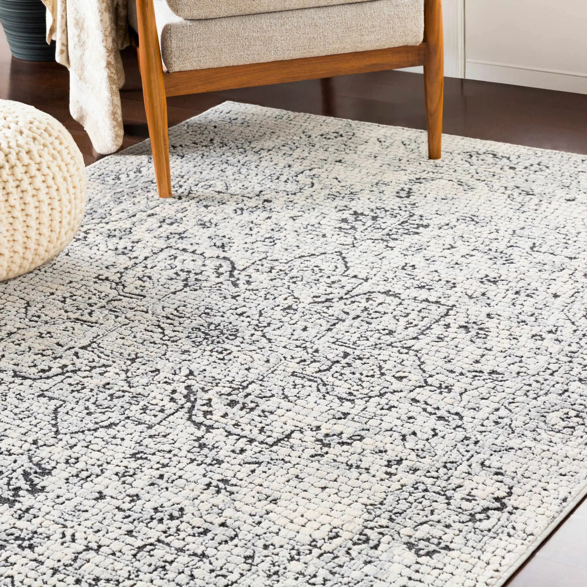 Bosphorus Black Mosaic Rug - Clearance, installed in a room 3