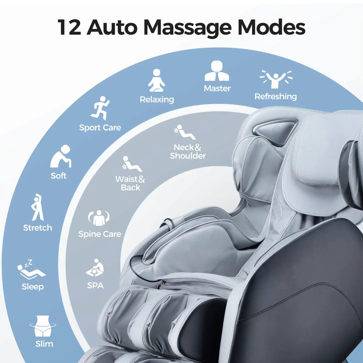 Bosscare Full Body 3D Zero Gravity Shiatsu Recline Massage Chair With Waist Heating (SAK37215) by SAKSBY WHOLESALE