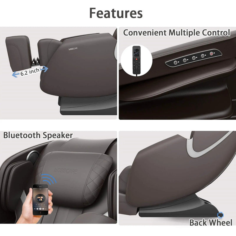Bosscare Full-Body Zero-Gravity Leather Massage Chair With Zero Gravity And Bluetooth [GR8012] (SAK12074) by SAKSBY WHOLESALE