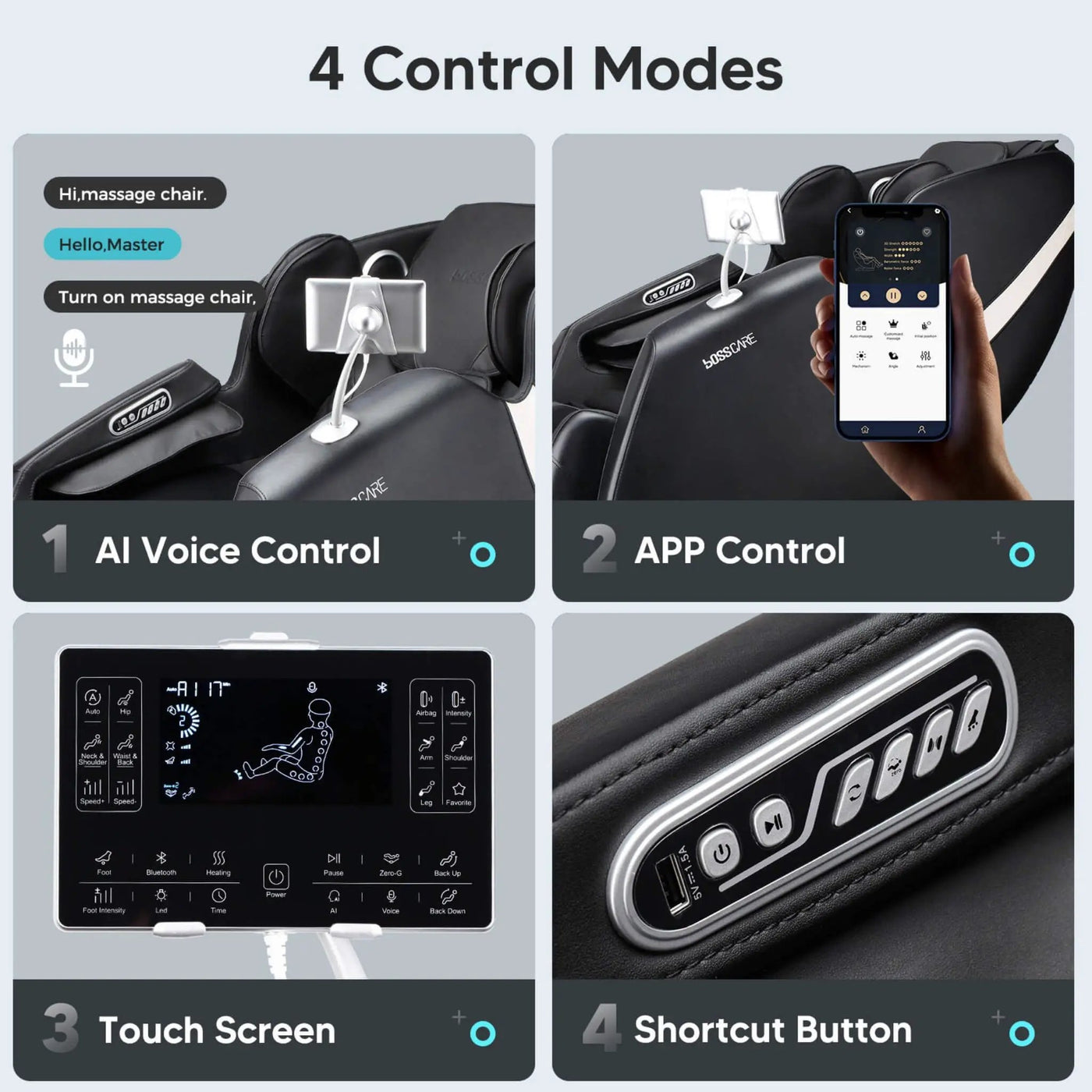 Bosscare Full Body Zero Gravity Shiatsu Recliner Massage Chair With AI Voice & App Control (SAK52960) by SAKSBY WHOLESALE