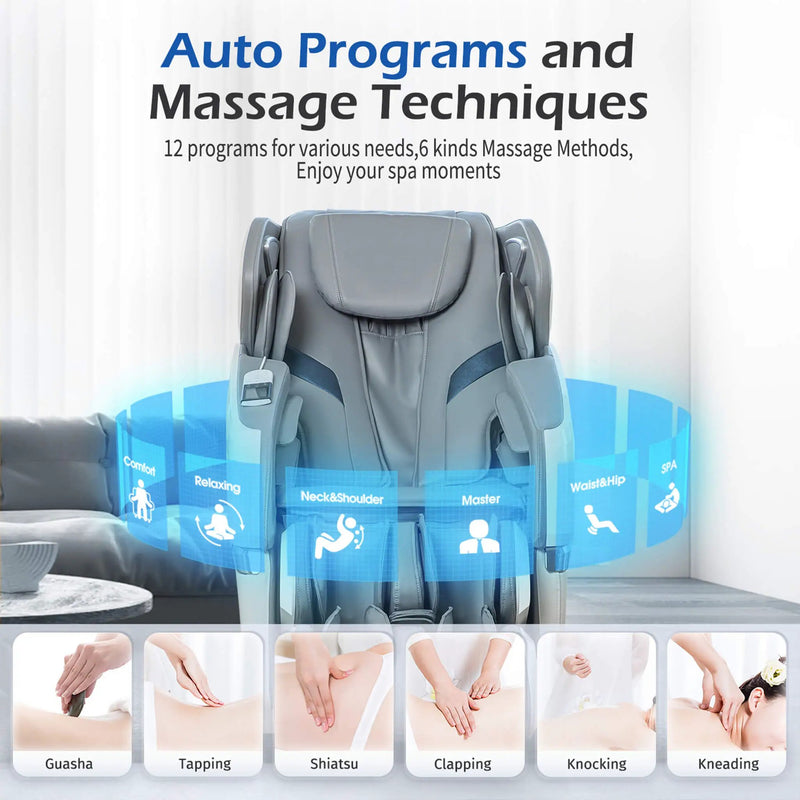 Bosscare Premium Full Body Zero Gravity Massage Chair With Ai Voice And App Control, Gray (SAK35970) by SAKSBY WHOLESALE