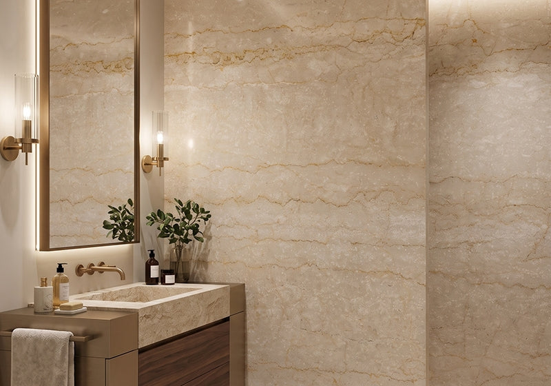 Botticino Semiclassico Polished Marble Slab Random 1 1/4 room scene 3