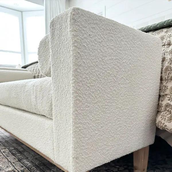 56 Inch Modern Boucle Accent Bench with Round Pillows by Decor Steals