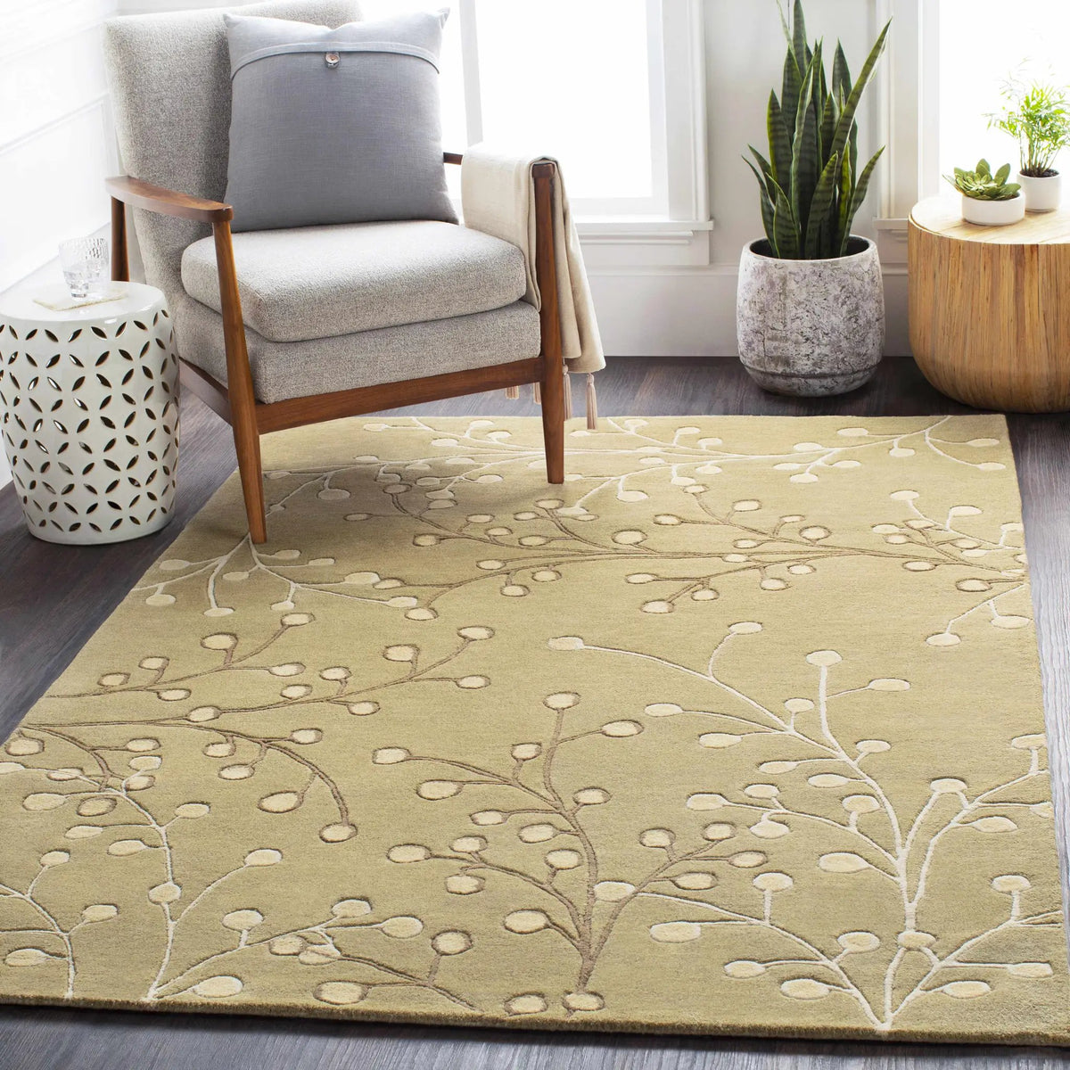 Olive Elsu Area Rug - Clearance, installed in a room