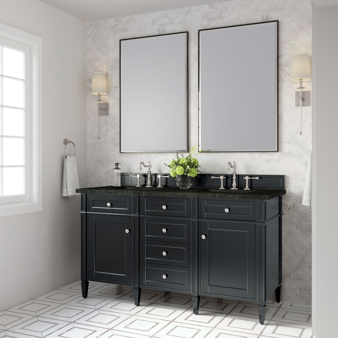 James Martin Brittany 60" Double Bathroom Vanity, Black Onyx, view 40