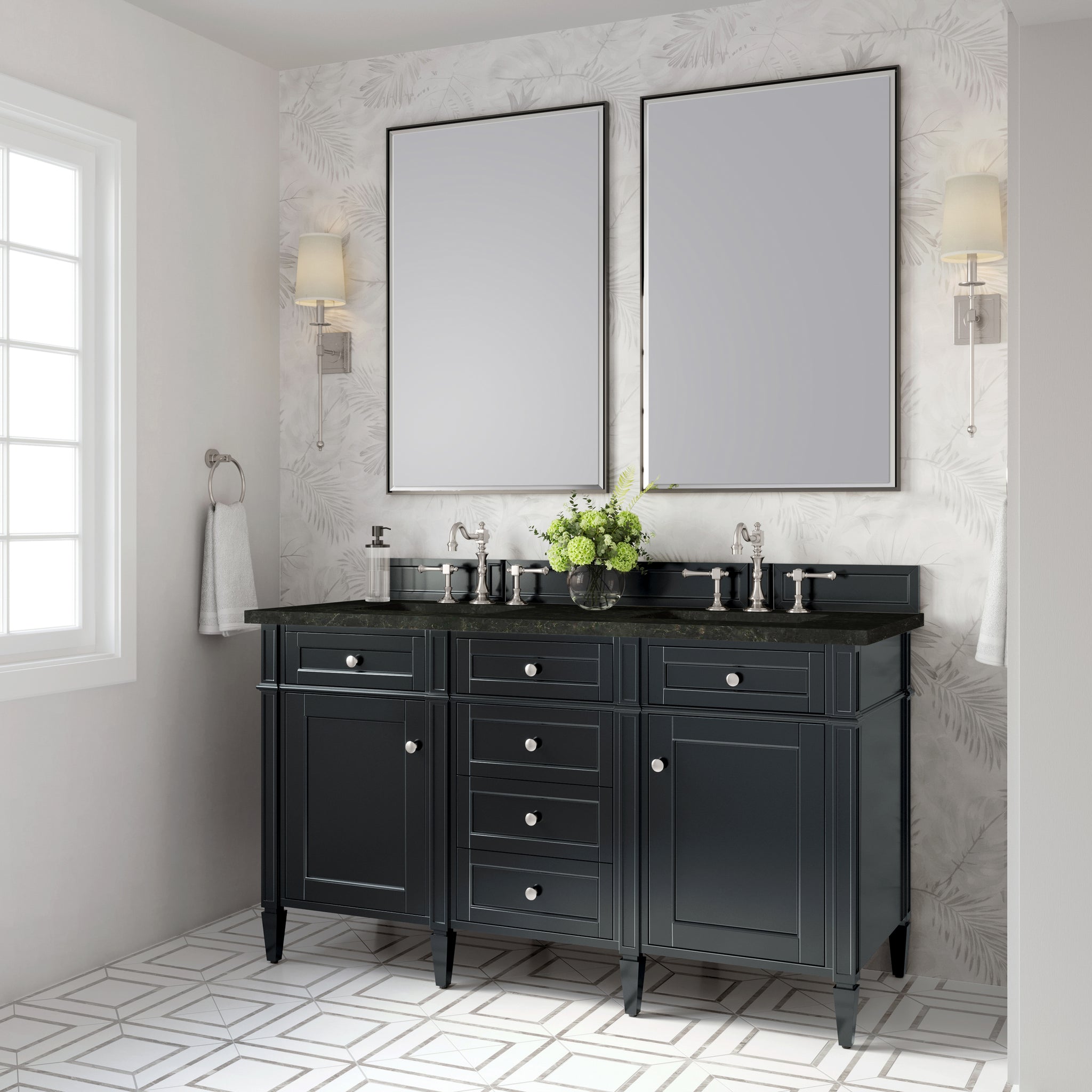 James Martin Brittany 60" Double Bathroom Vanity, Black Onyx, view 40