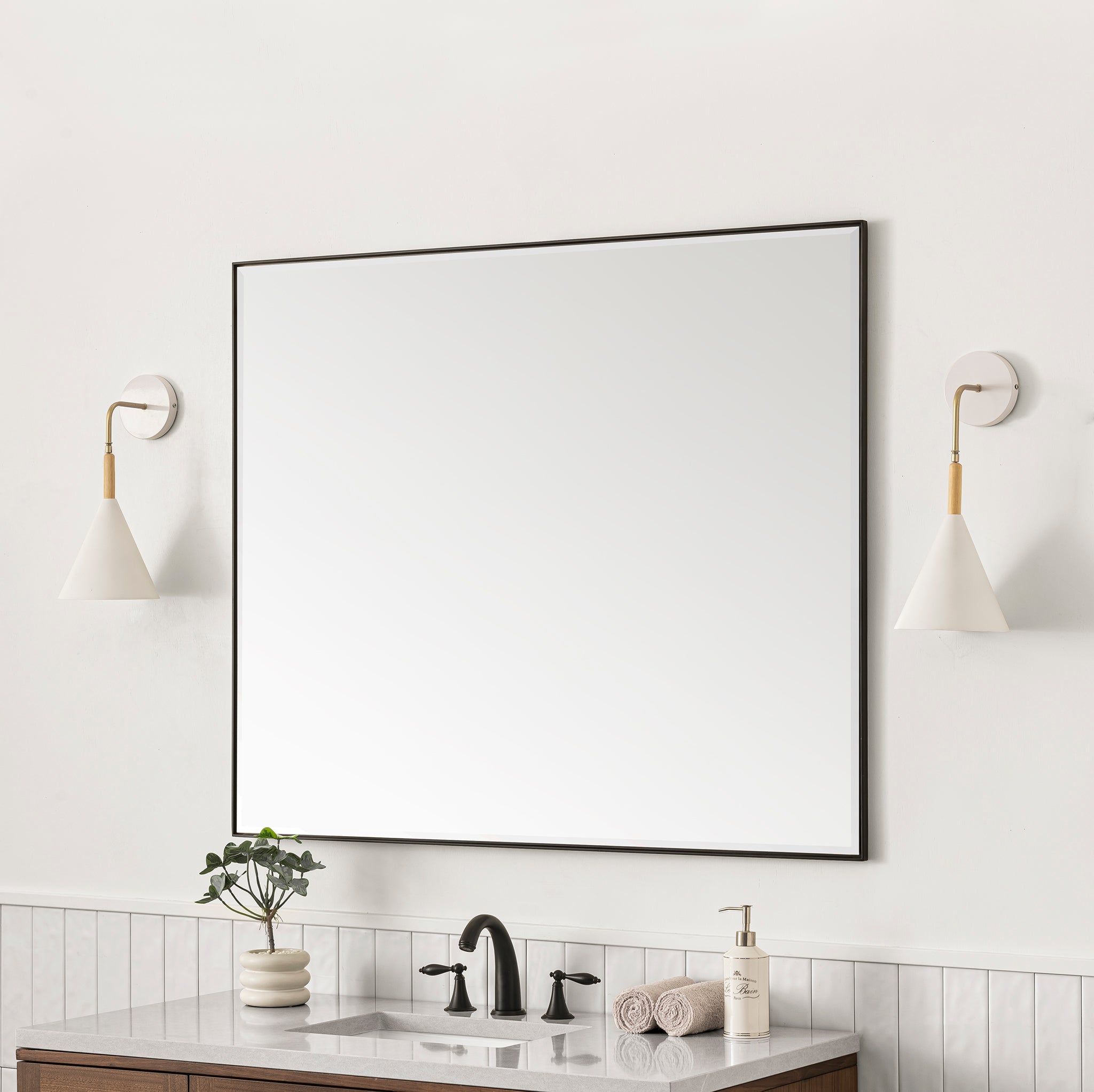 James Martin Rohe 48" Mirror, Matte Black, view 3