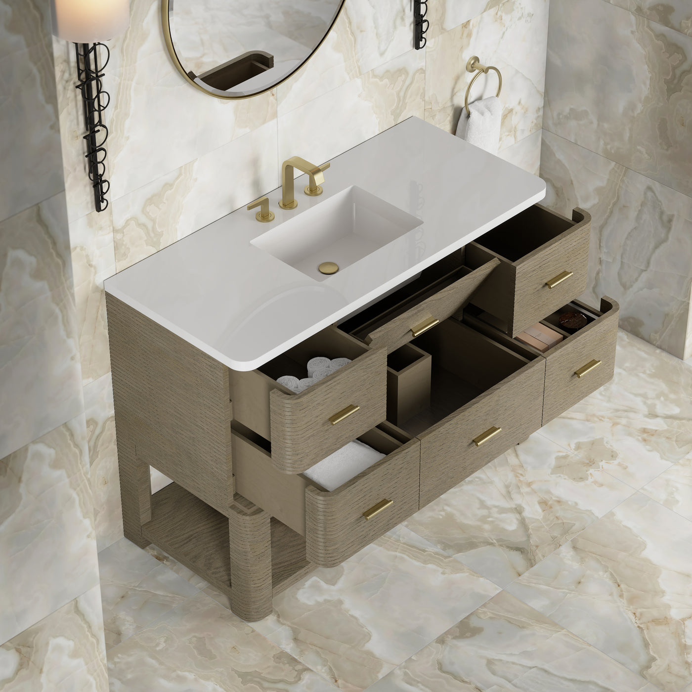 James Martin Lucian 48" Single Bathroom Vanity, Pebble Oak, view 40