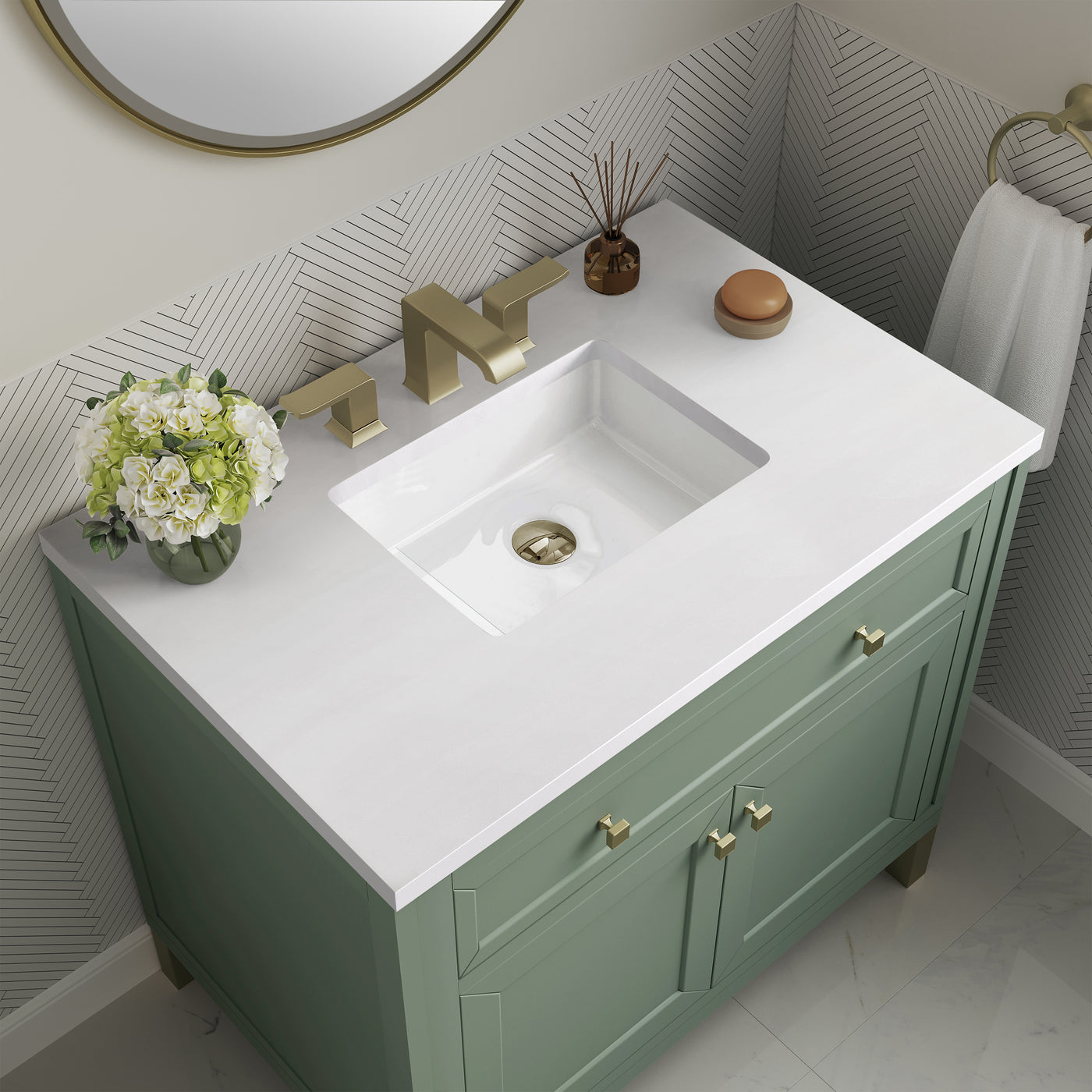 James Martin Chicago 36" Single Bathroom Vanity, Smokey Celadon, view 25