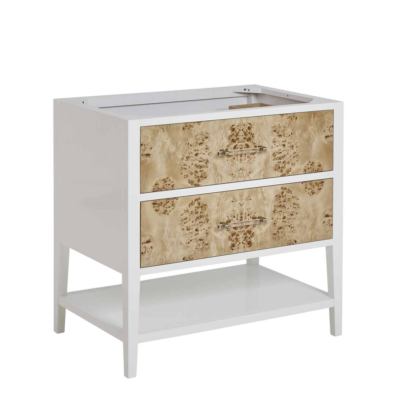James Martin Olena 36" Single Bathroom Vanity, Polished White and Light Mappa Burl, view 7