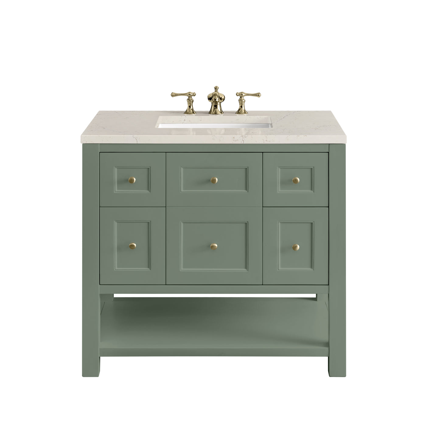James Martin Breckenridge 36" Single Bathroom Vanity, Smokey Celadon with Siberian countertop