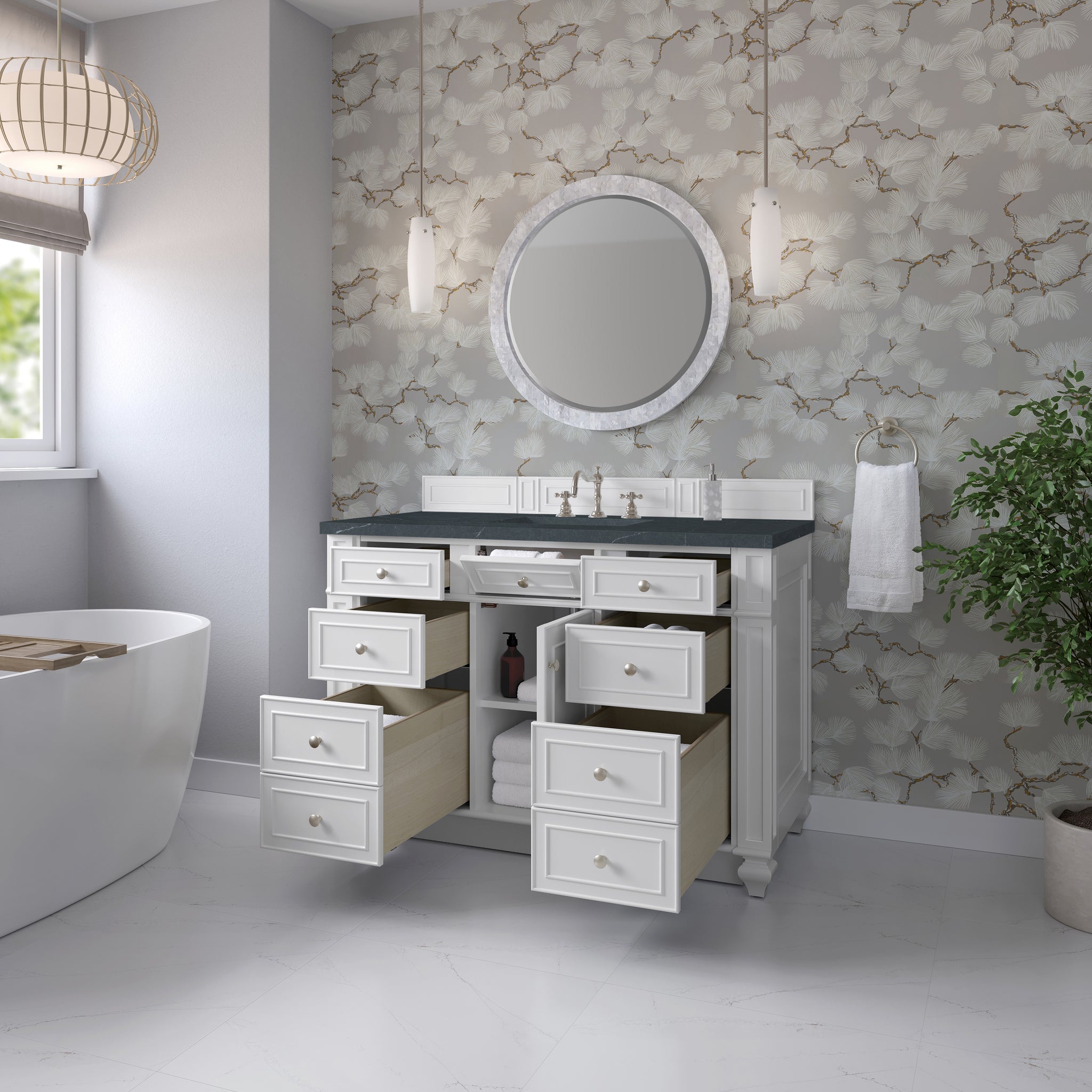 James Martin Bristol 48" Single Bathroom Vanity, Bright White, view 36