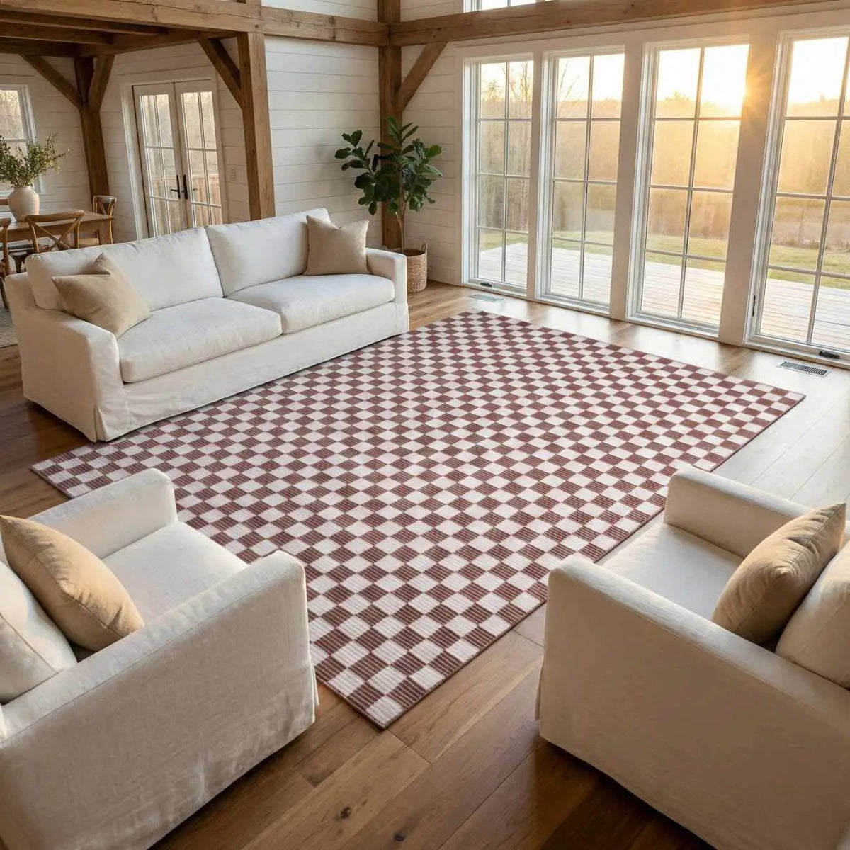 Kaysar Brown Checkered Washable Area Rug, photo 8 of 16
