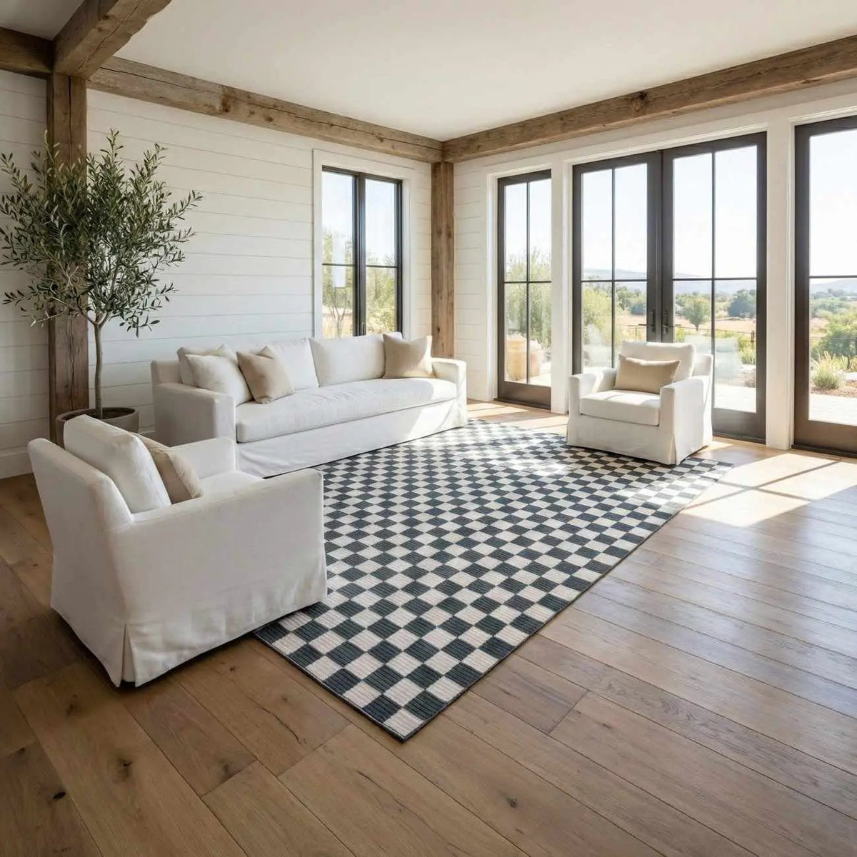 Kaysar Oil Green Checkered Washable Area Rug, photo 10 of 14