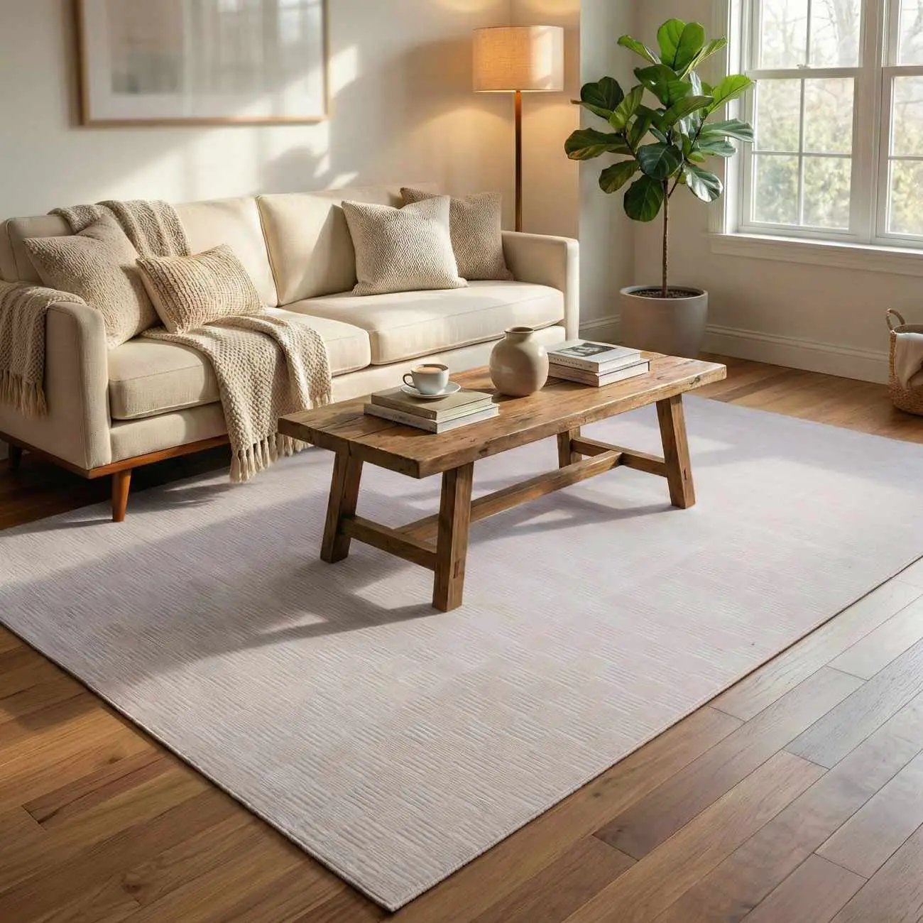 Kazuma Cream Checkered Washable Area Rug by Boutique Rugs