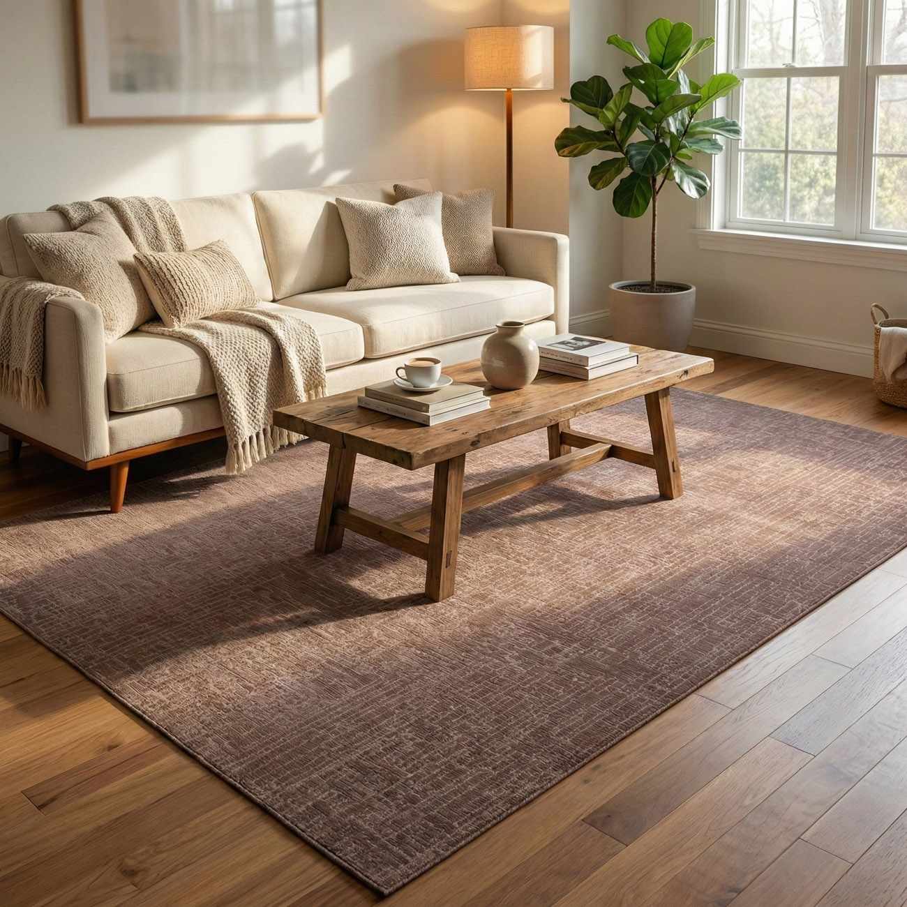 Leanna Light Brown Washable Area Rug by Boutique Rugs