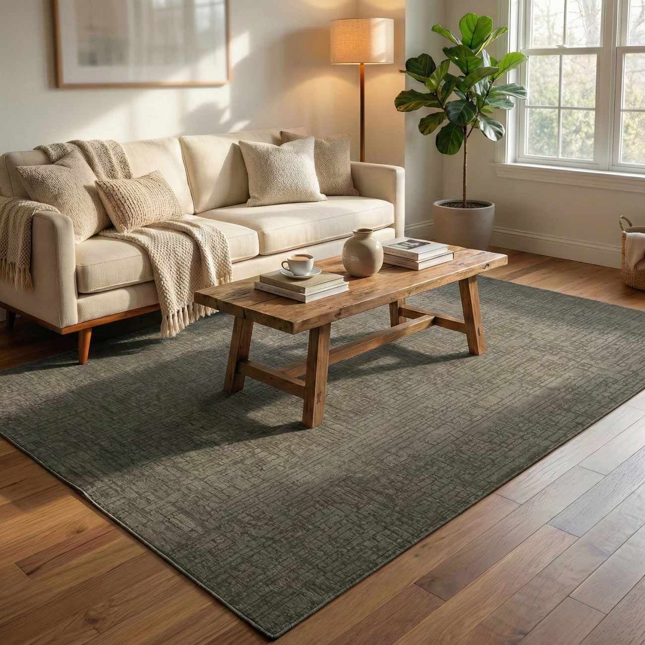 Kaysar Brown Checkered Washable Area Rug by Boutique Rugs
