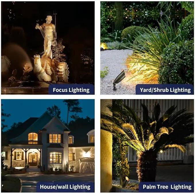 Brass Landscape Lighting Kit (4 Pack LED Spotlights) with 75W Low Voltage Transformer and Mechanical Timer and 100 Feet Cable and 20 Pack Wire Connectors by Outdoor Solar Outlet
