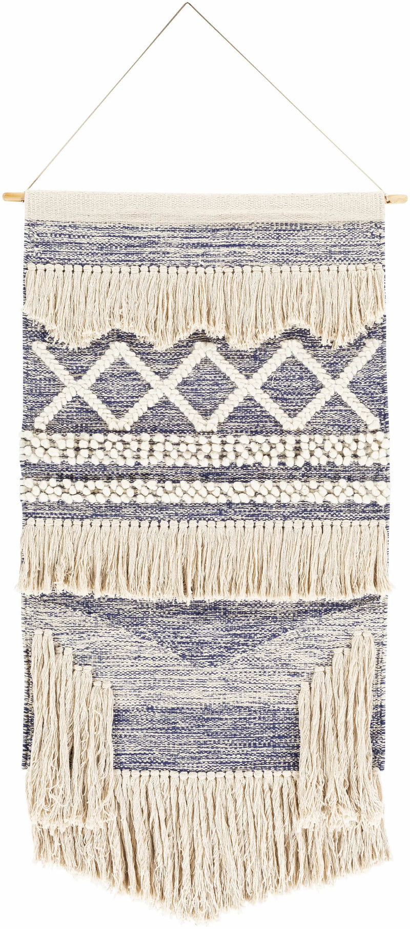 Braunston Boho Navy & Beige Textured Wall Hanging by Boutique Rugs
