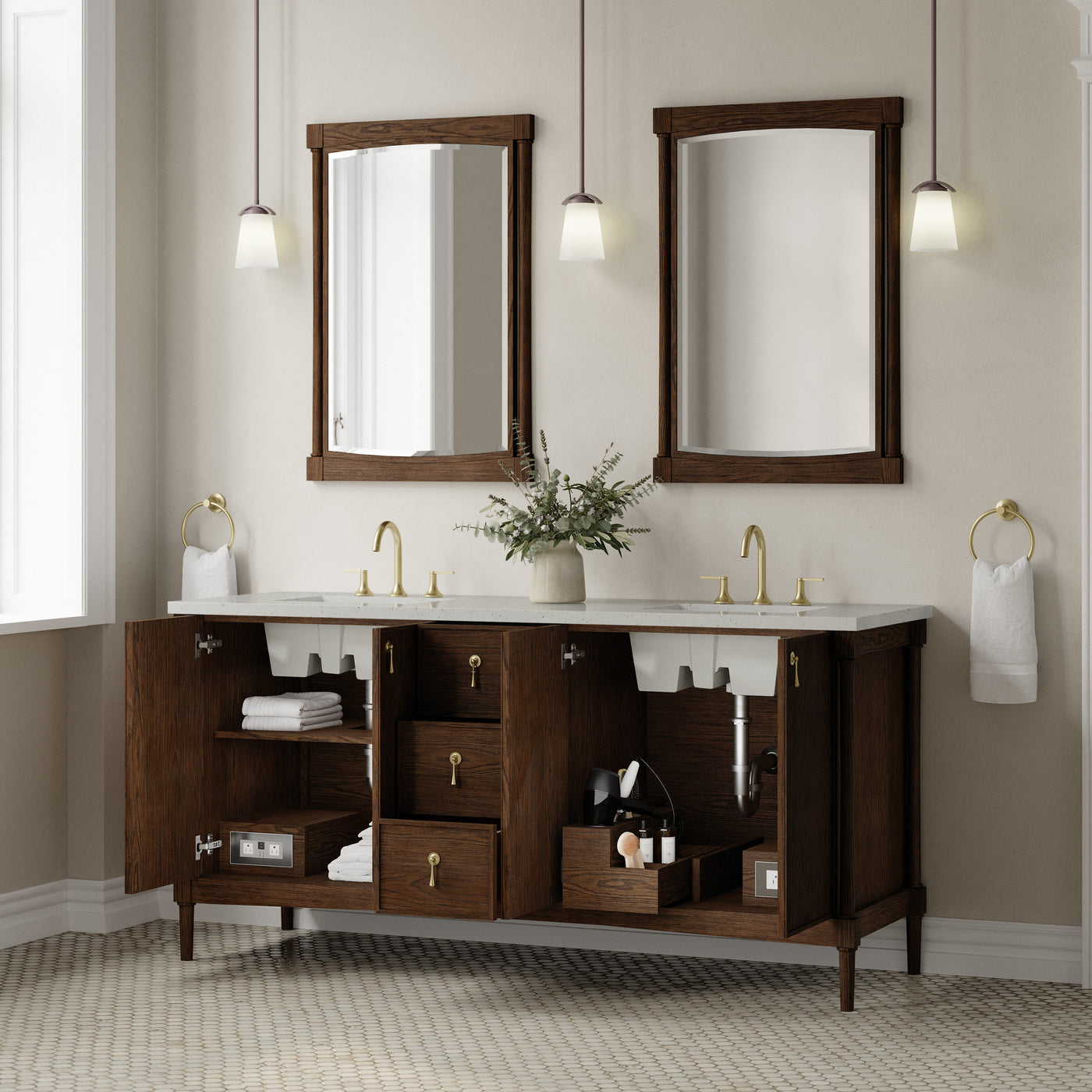 James Martin Kinnsden 72" Double Bathroom Vanity, Sable Oak, view 30