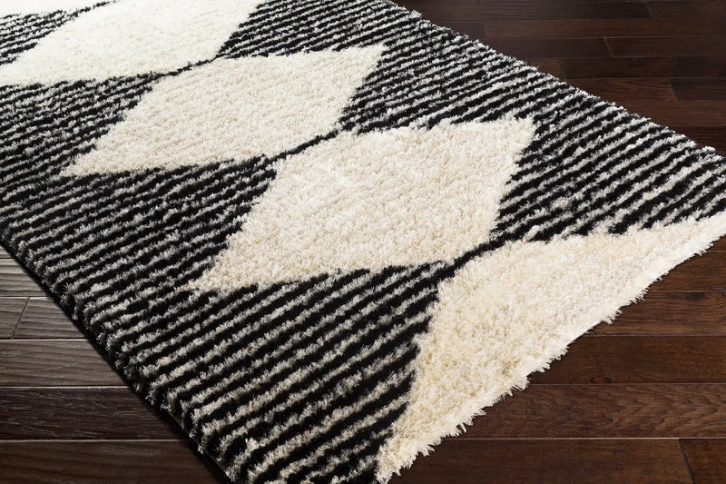 Aberchirder Ivory&Black Diamond Plush Rug - Clearance by Boutique Rugs