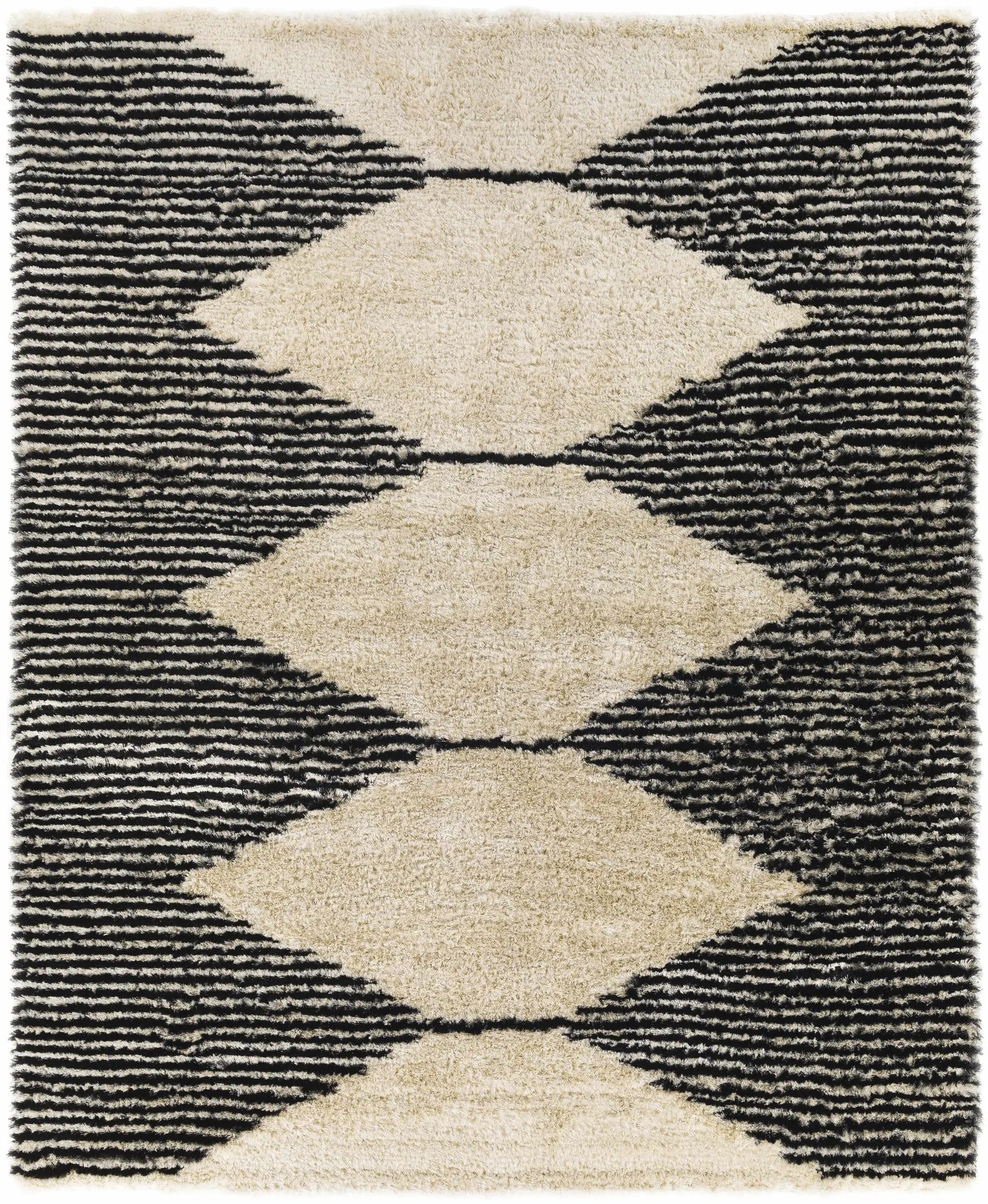 Aberchirder Ivory&Black Diamond Plush Rug - Clearance by Boutique Rugs