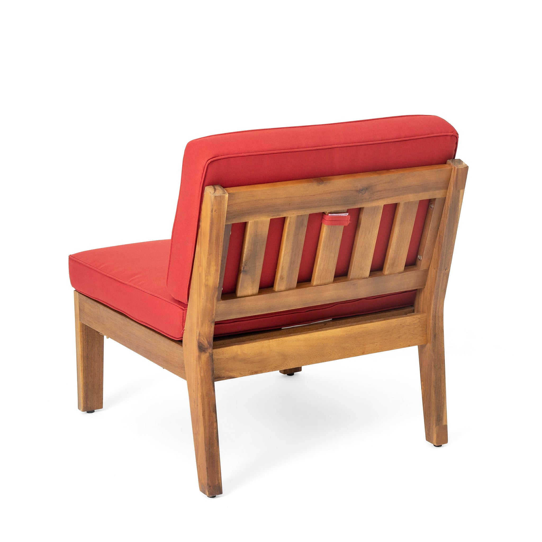 Grenada 8 Seater Acacia Wood Sectional Sofa Set, Teak + Red by HouseOfZazla