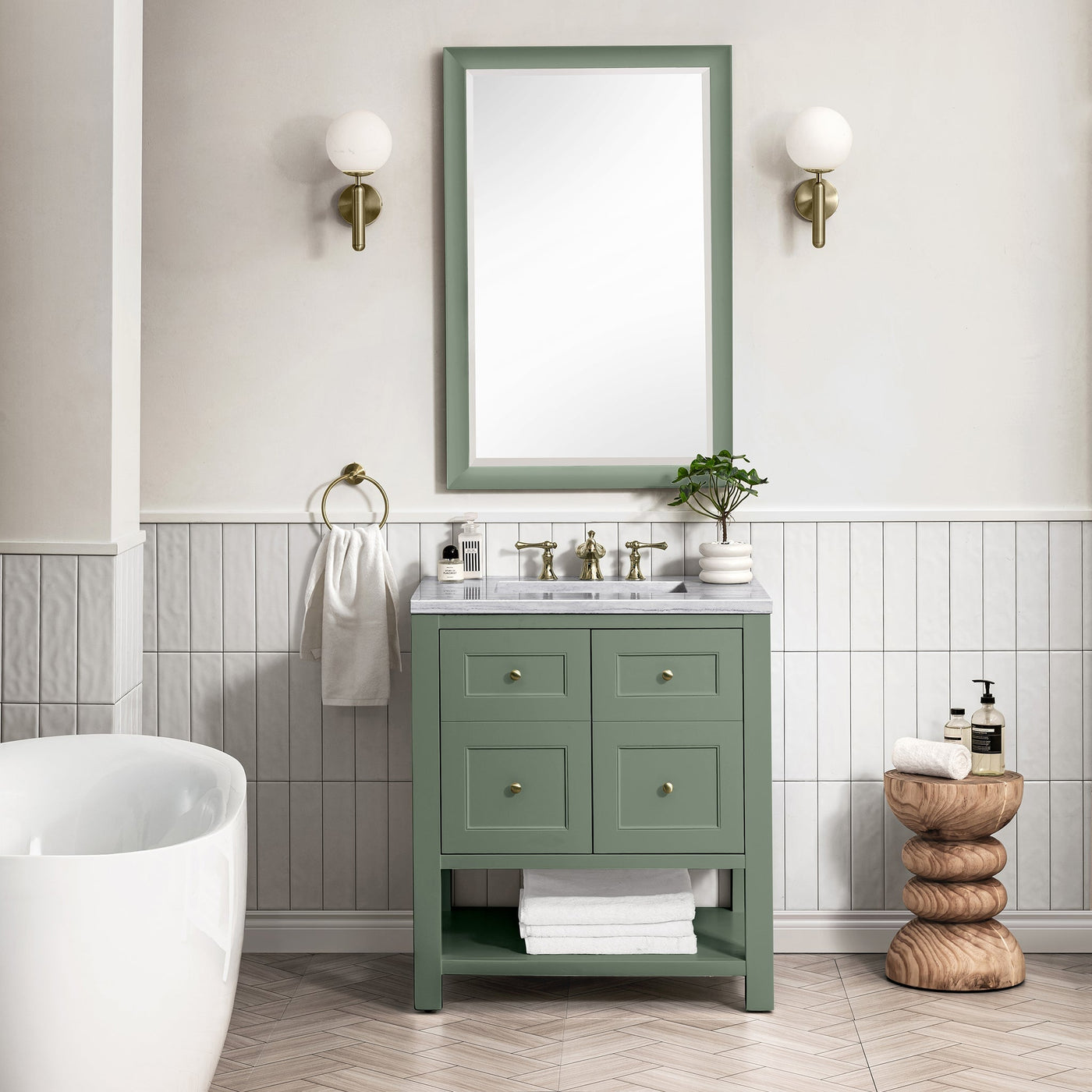 James Martin Breckenridge 30" Single Bathroom Vanity, Smokey Celadon, cabinet without a countertop