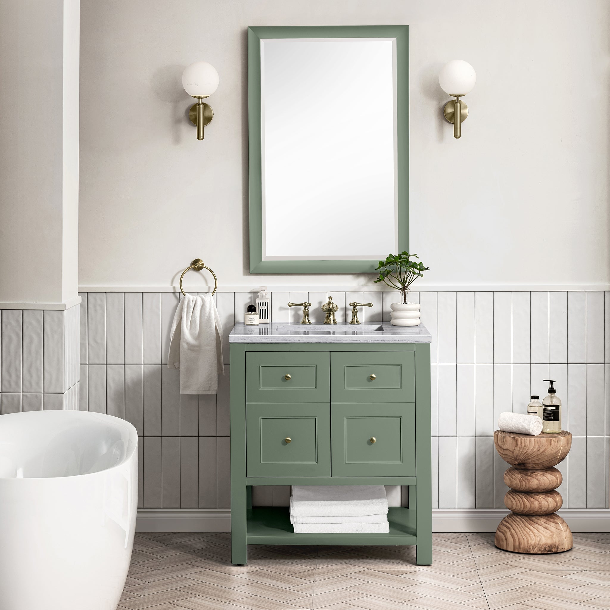 James Martin Breckenridge 30" Single Bathroom Vanity, Smokey Celadon, cabinet without a countertop