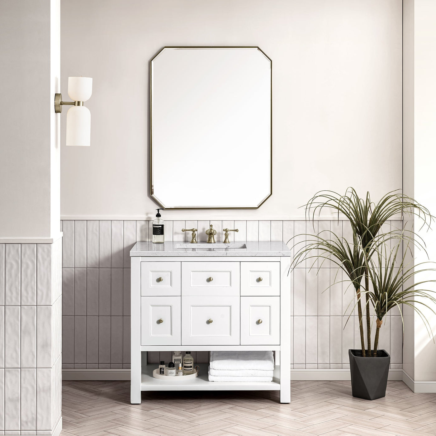 James Martin Breckenridge 36" Single Bathroom Vanity, Bright White, cabinet without a countertop