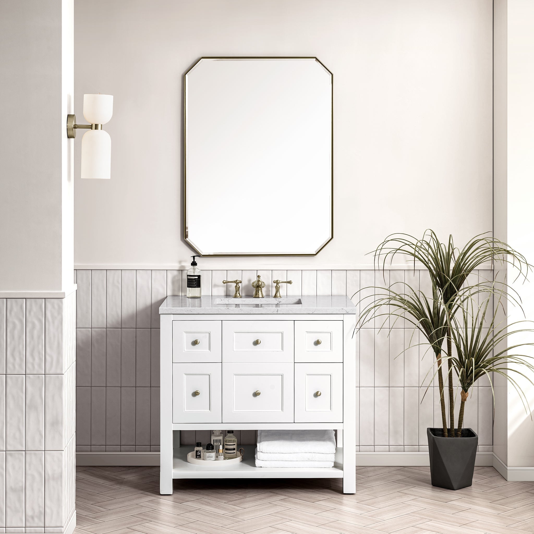 James Martin Breckenridge 36" Single Bathroom Vanity, Bright White, cabinet without a countertop