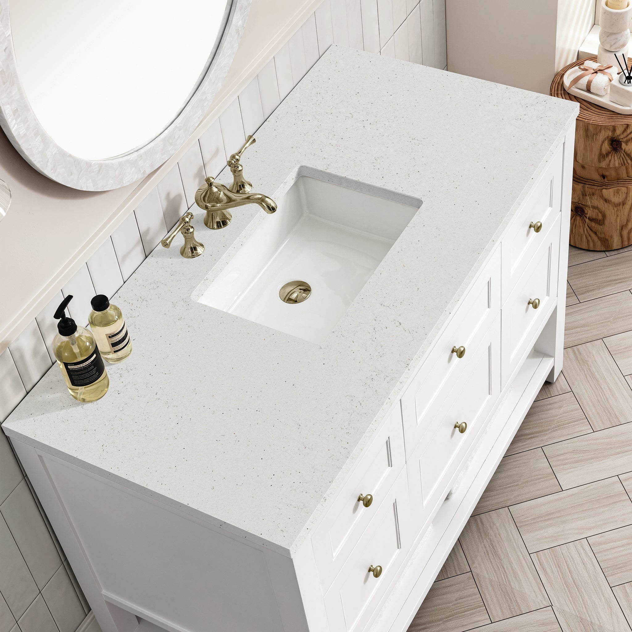 James Martin Breckenridge 48" Single Bathroom Vanity, Bright White with Lime Delight countertop