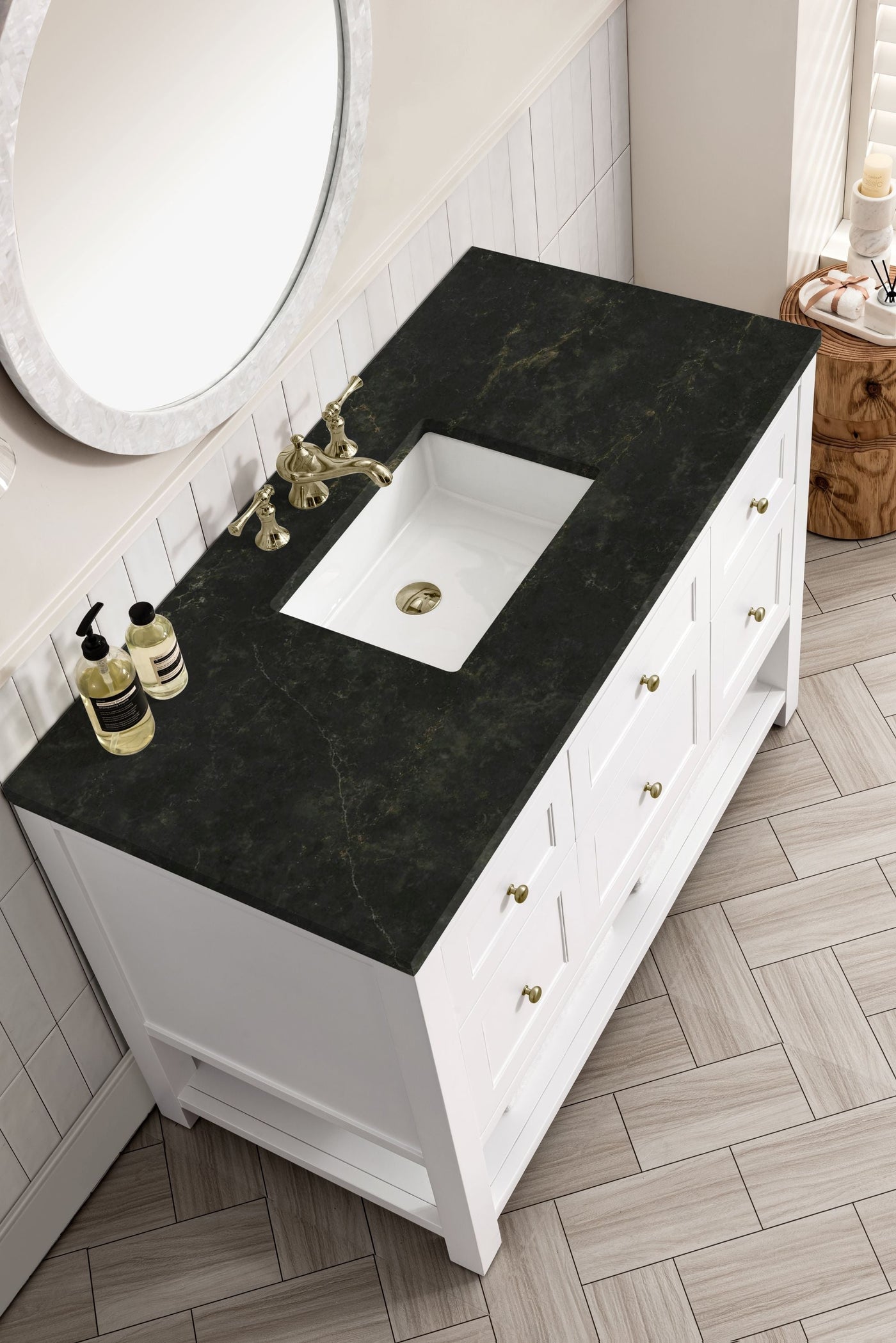 James Martin Breckenridge 48" Single Bathroom Vanity, Bright White with Phantome countertop