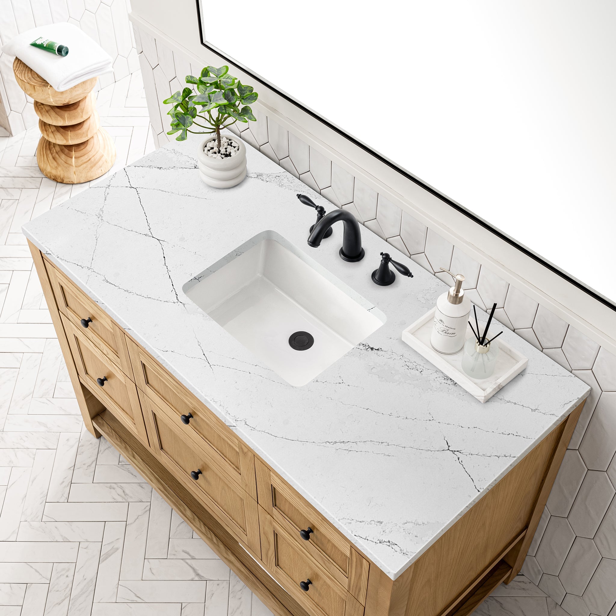 James Martin Breckenridge 48" Single Bathroom Vanity, Light Natural Oak with Ethereal Noctis countertop