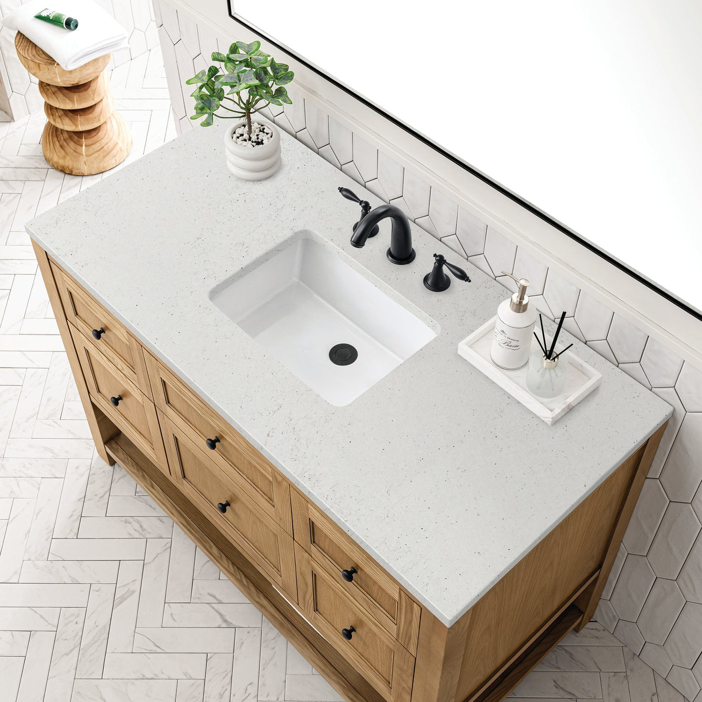 James Martin Breckenridge 48" Single Bathroom Vanity, Light Natural Oak with Lime Delight countertop