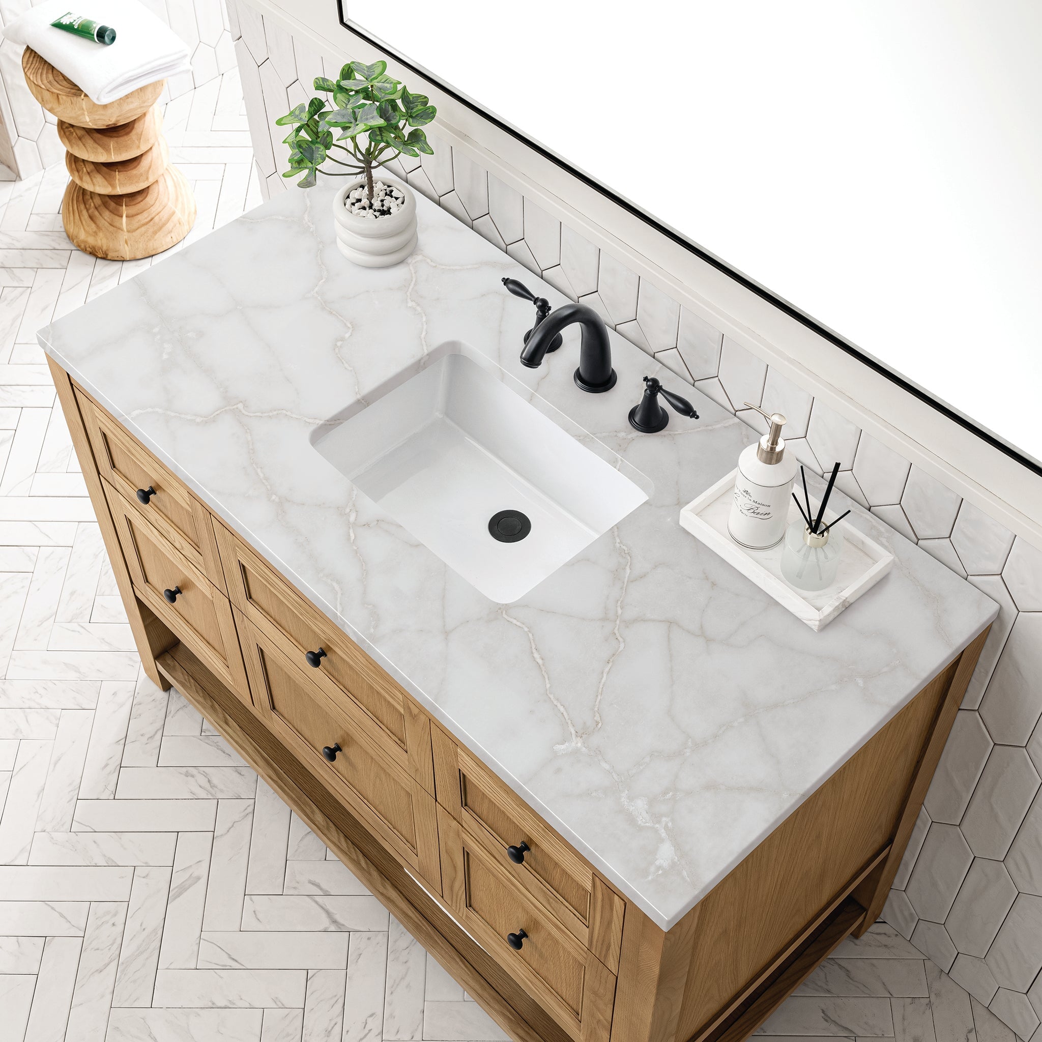 James Martin Breckenridge 48" Single Bathroom Vanity, Light Natural Oak with Victorian Silver countertop