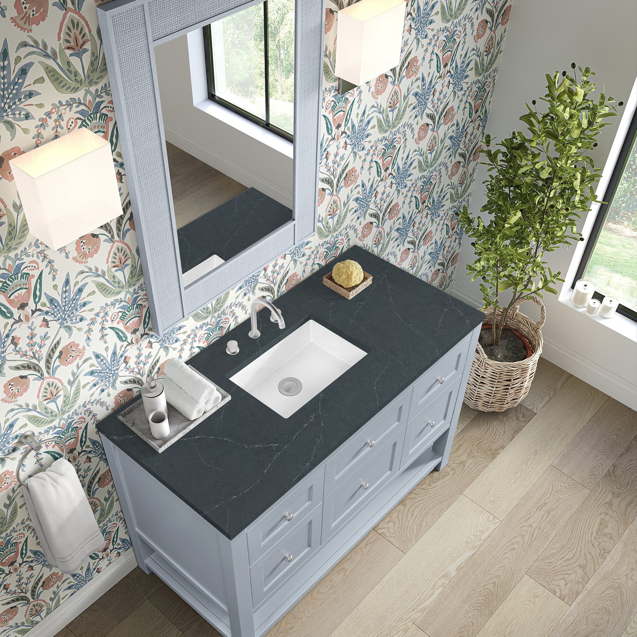 James Martin Breckenridge 48" Single Bathroom Vanity, Serenity Blue with Charcoal Soapstone countertop