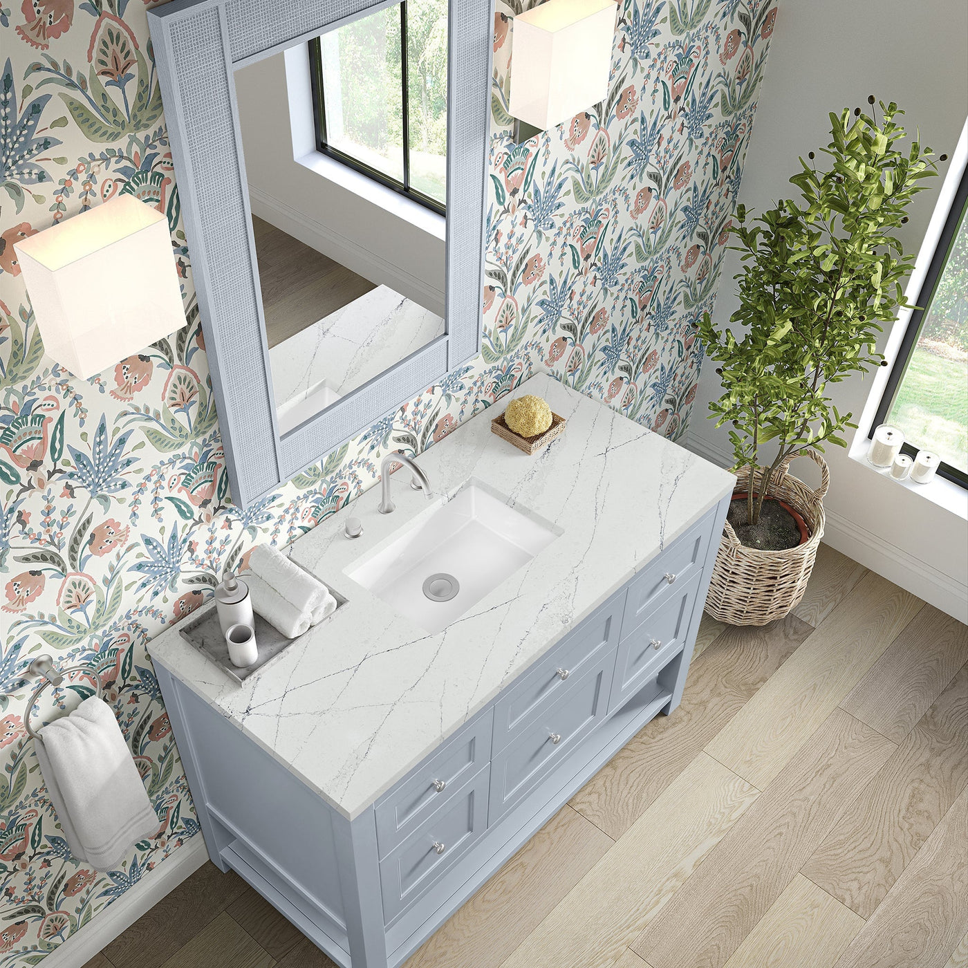 James Martin Breckenridge 48" Single Bathroom Vanity, Serenity Blue with Ethereal Noctis countertop