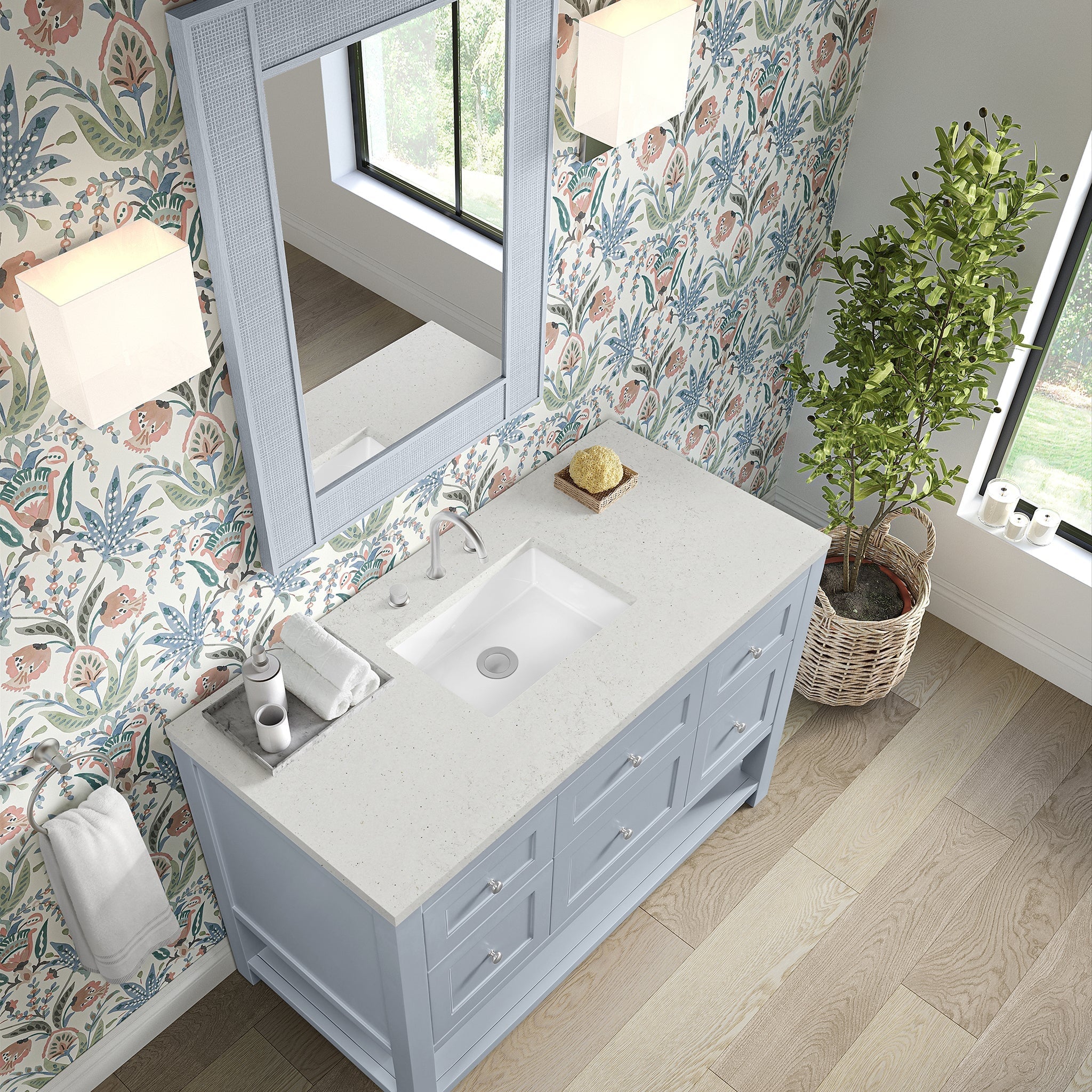 James Martin Breckenridge 48" Single Bathroom Vanity, Serenity Blue with Lime Delight countertop