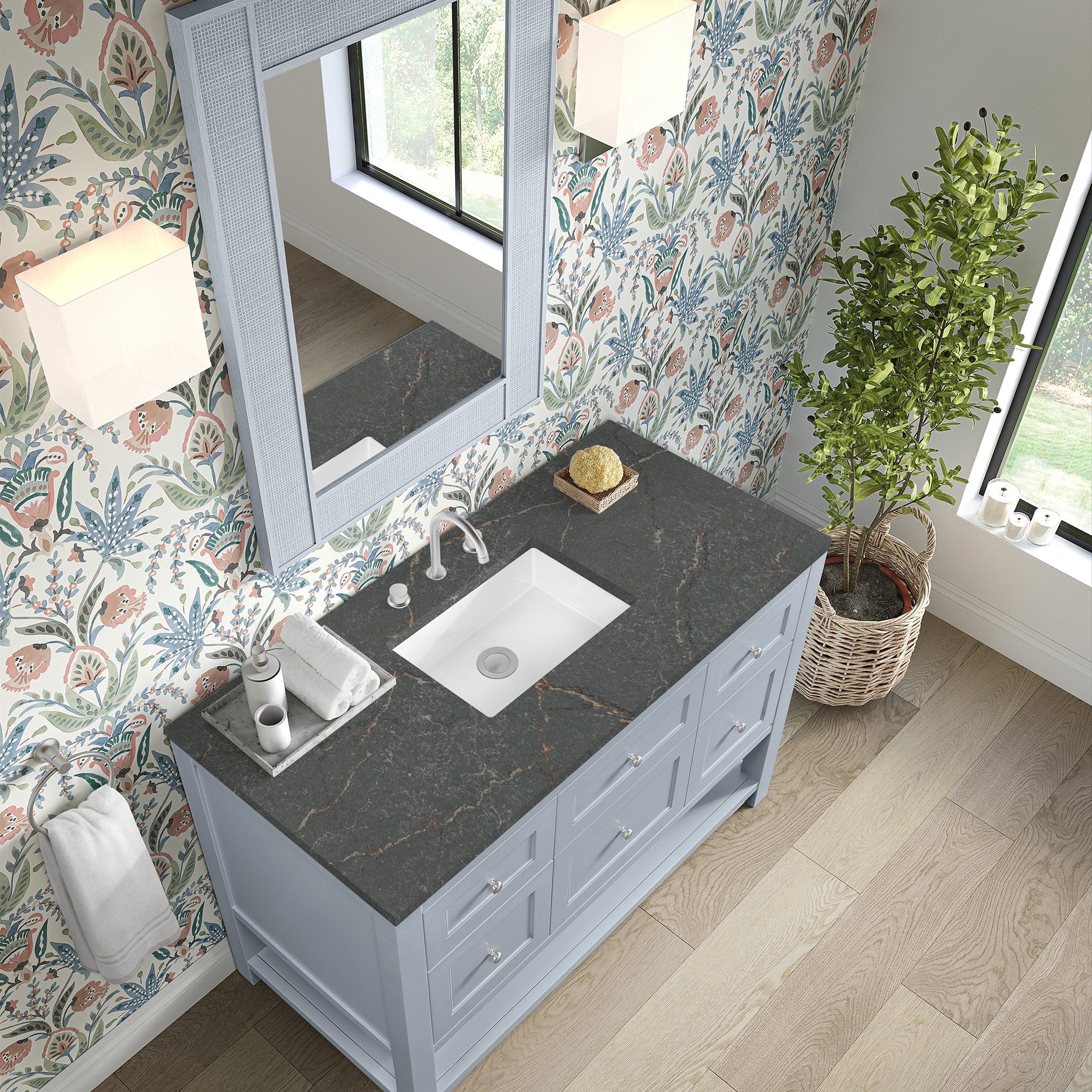James Martin Breckenridge 48" Single Bathroom Vanity, Serenity Blue with Parisien Bleu countertop