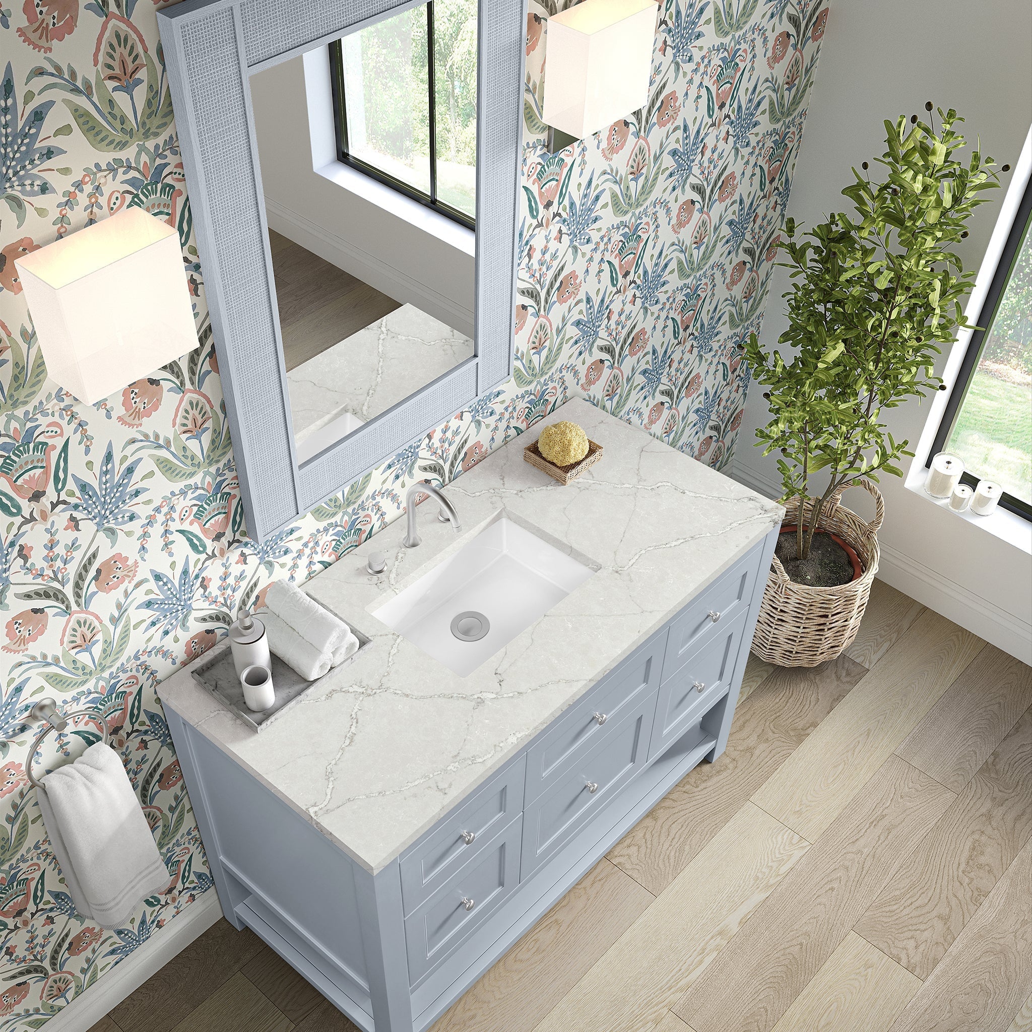 James Martin Breckenridge 48" Single Bathroom Vanity, Serenity Blue with Victorian Silver countertop