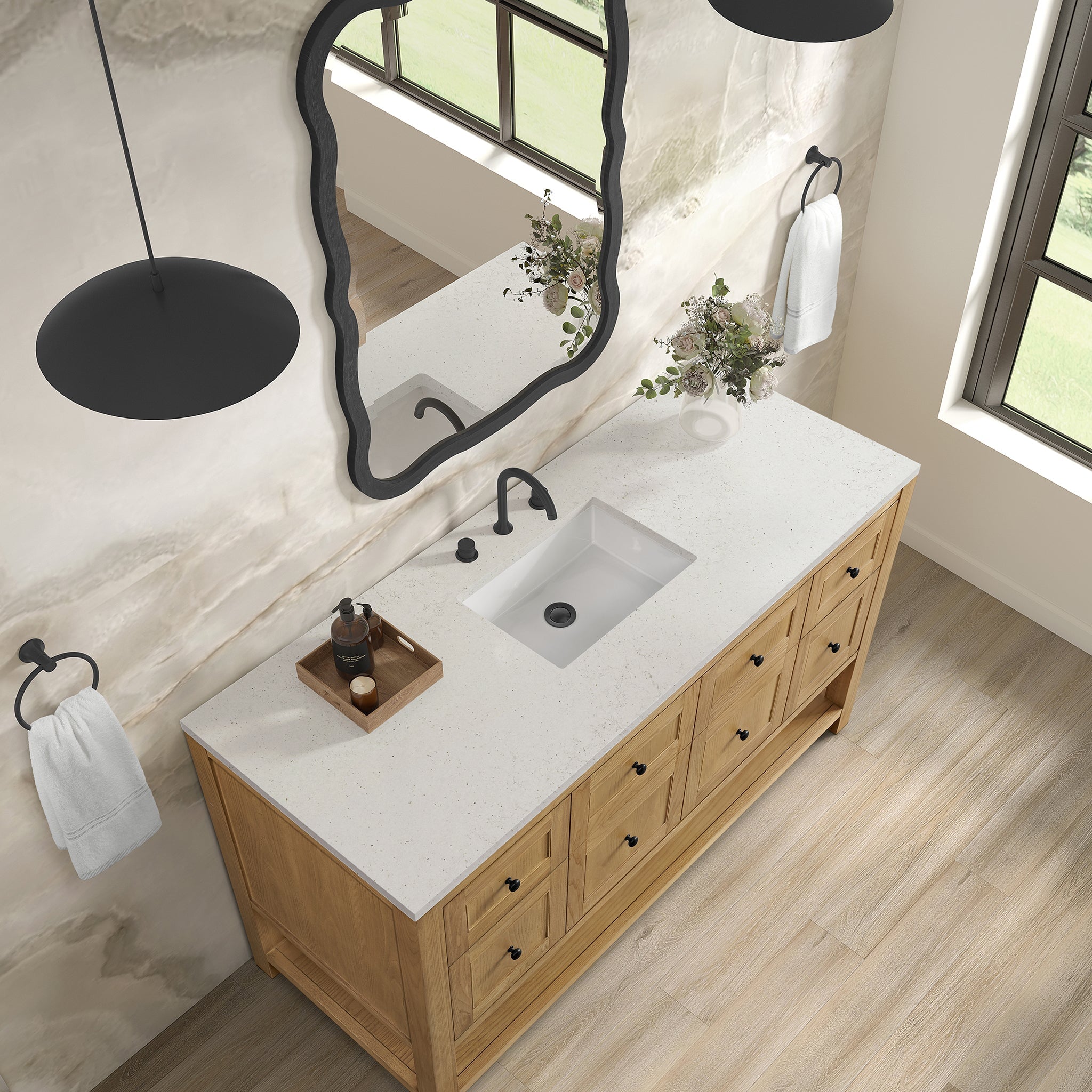 James Martin Breckenridge 60" Single Bathroom Vanity, Light Natural Oak with Lime Delight countertop