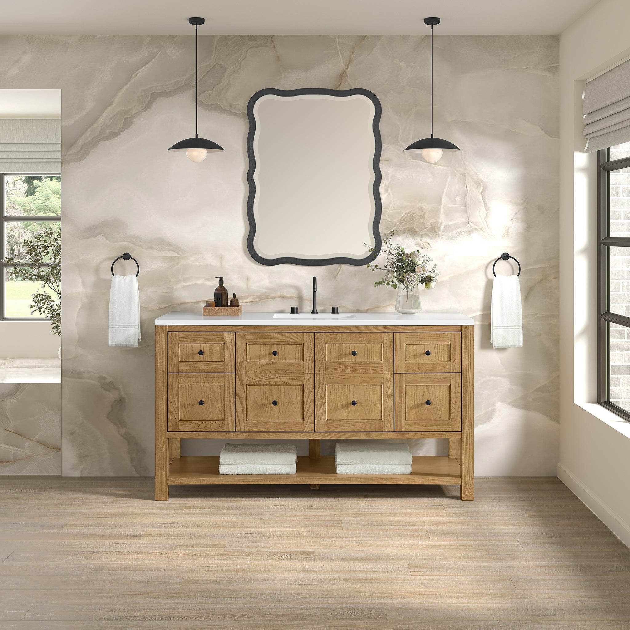 James Martin Breckenridge 60" Single Bathroom Vanity, Light Natural Oak, cabinet without a countertop